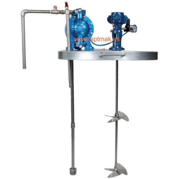 TAPA BIDON 200L BOMBA MEMBRANA INOX. Y AGITADOR NEUMATICO
